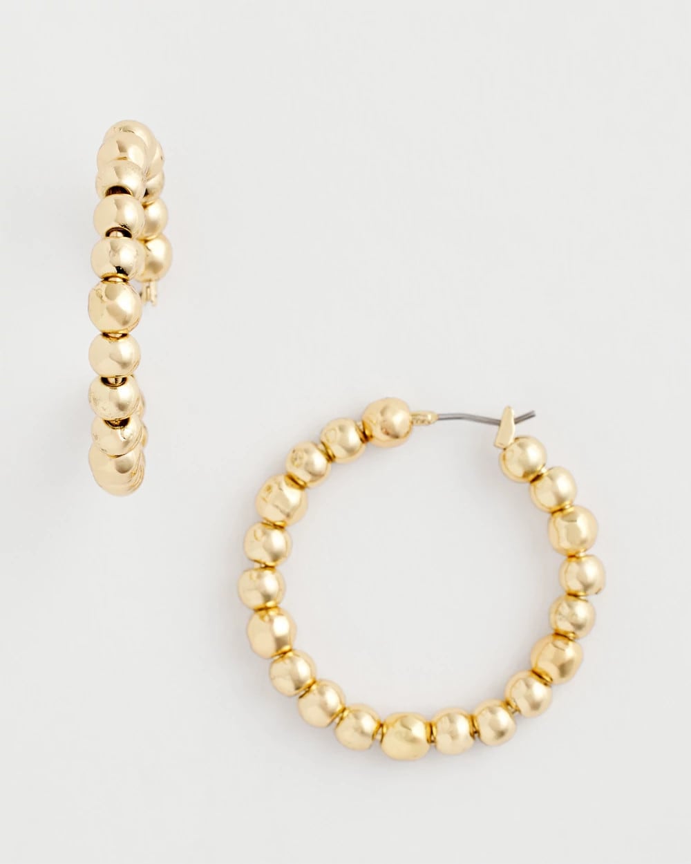 Gold No Droop® Golden Beaded Hoop Earrings