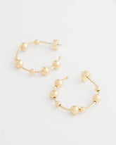 Gold Goldtone Beaded Hoop Earrings