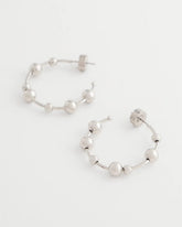 Silver Silvertone Beaded Hoop Earrings