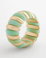 Aqua Aqua and Gold Stretch Bracelet