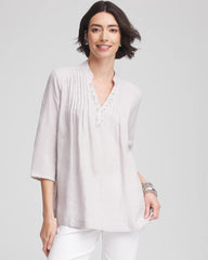 Dove Gray Embellished Linen Kurta Tunic