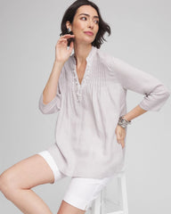 Dove Gray Embellished Linen Kurta Tunic