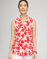Glistening Sand Floral Sleeveless V-Neck Tunic