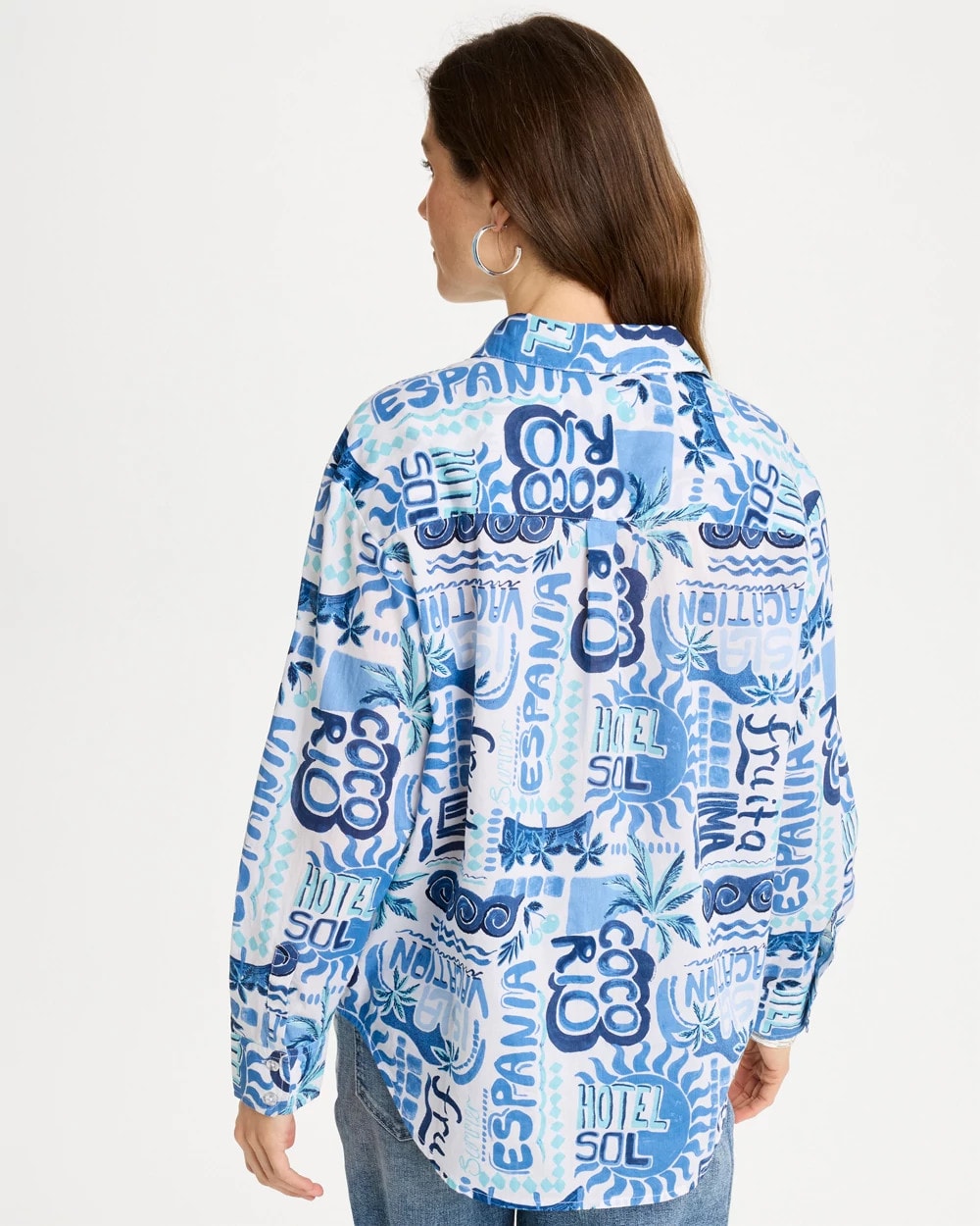 Bondi Blue Cotton Voile Collared Beach Shirt