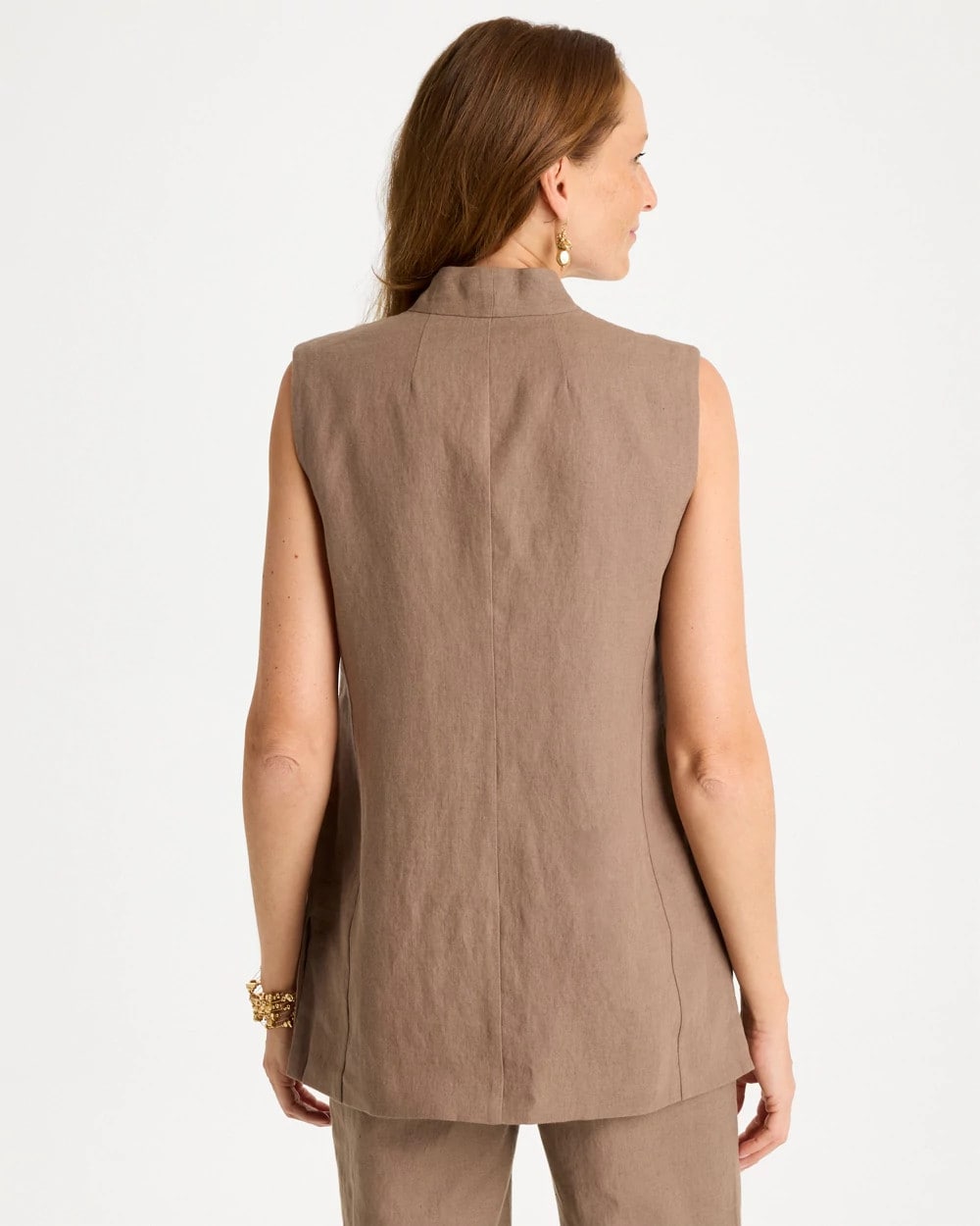Topaz Smoke Long Linen Sleeveless Vest
