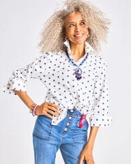 Passport Blue No Iron™ Stretch Jacquard Stars Shirt