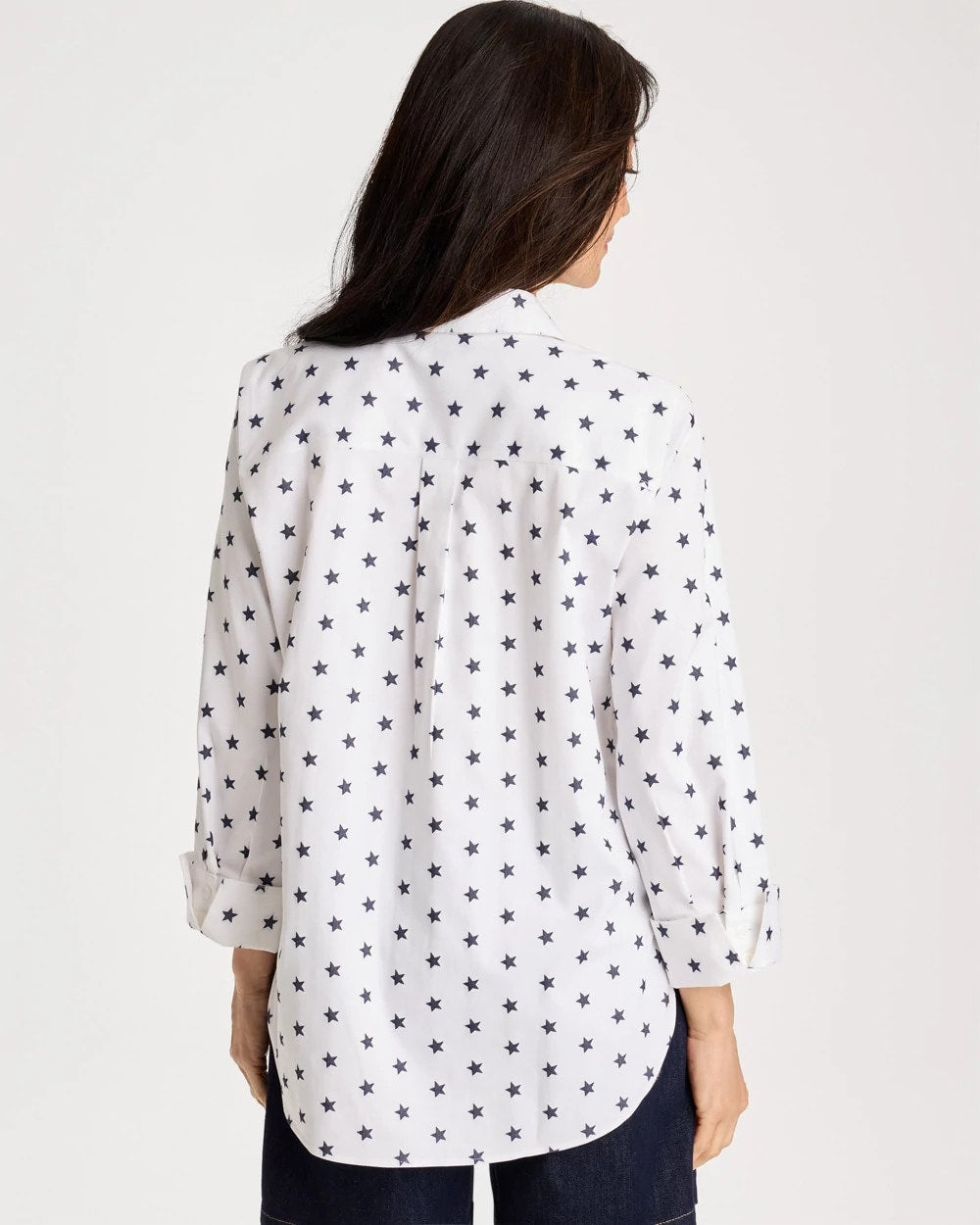 Passport Blue No Iron™ Stretch Jacquard Stars Shirt