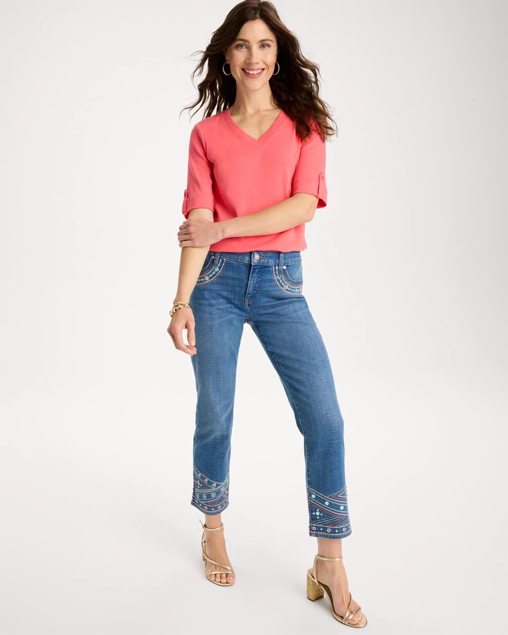 Freya Indigo Girlfriend Slim Embellished Crop Jeans