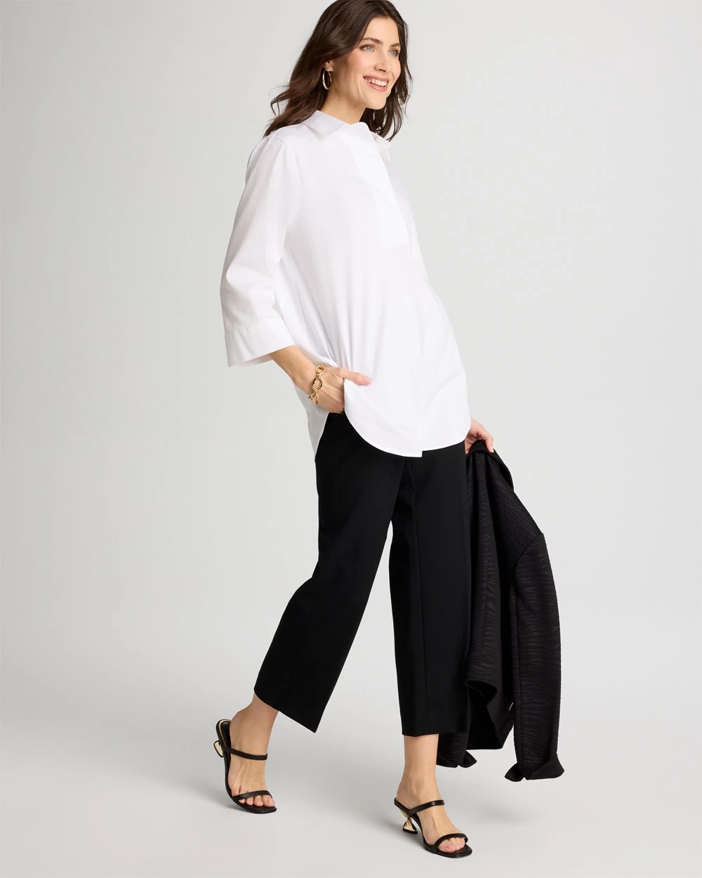 Black Juliet Lightweight Straight Crop Pants