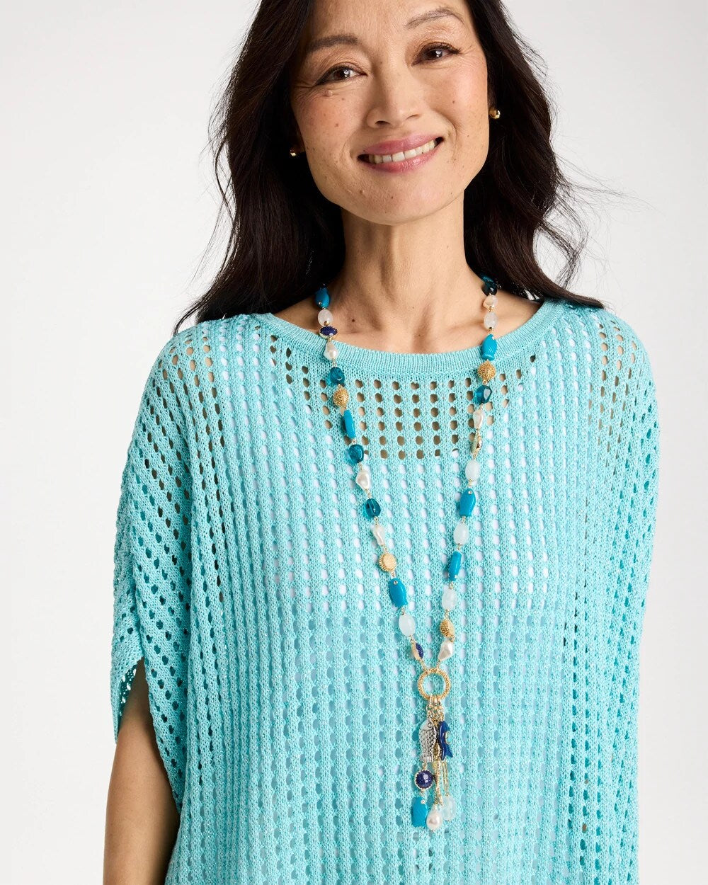 Blue Multi Convertible Turquoise Fish Charm Necklace