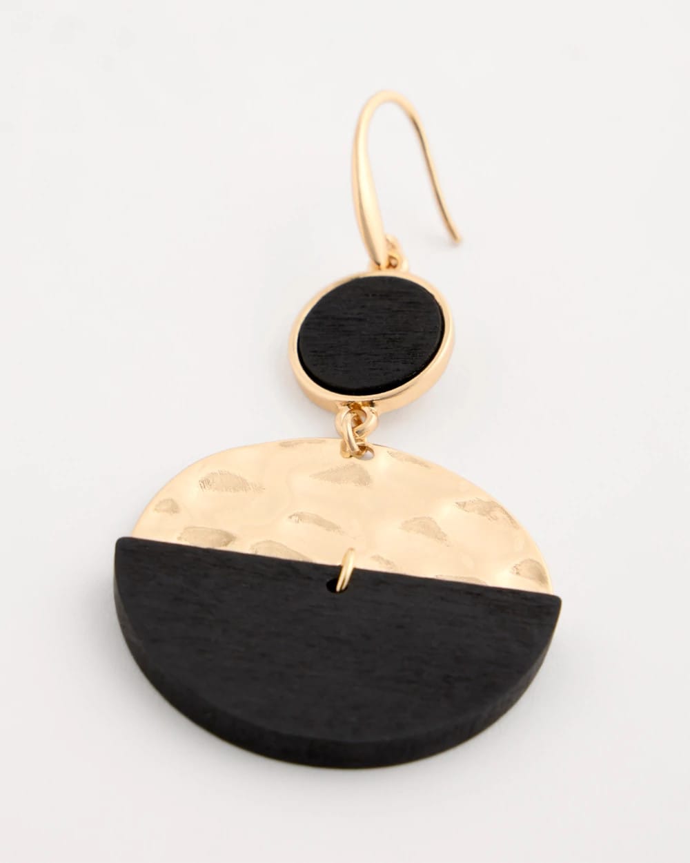 Black/Gold Wood Rounded Drop Earrings