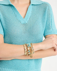 Light Blue Quartz Stone Large Stretch Bracelet