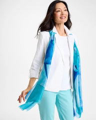 Blue Sea Spray Oblong Scarf
