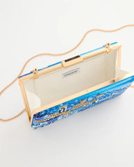 Blue Embellished Scenic Clutch