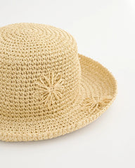 Natural Straw Embroidered Beach Hat