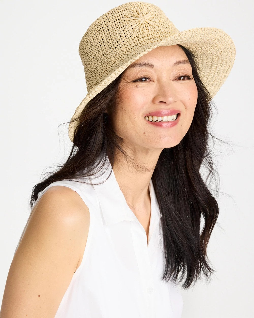 Natural Straw Embroidered Beach Hat
