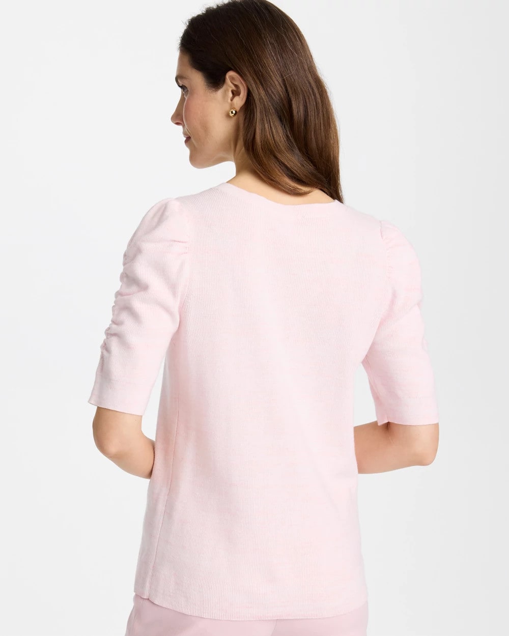 Sweet Blossom Space Dyed Ruched V-Neck Pullover Sweater