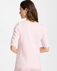 Sweet Blossom Space Dyed Ruched V-Neck Pullover Sweater