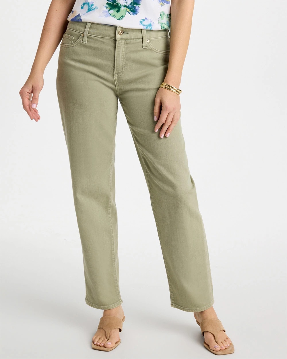 Seagrass Green Boyfriend Relaxed Crop Jeans