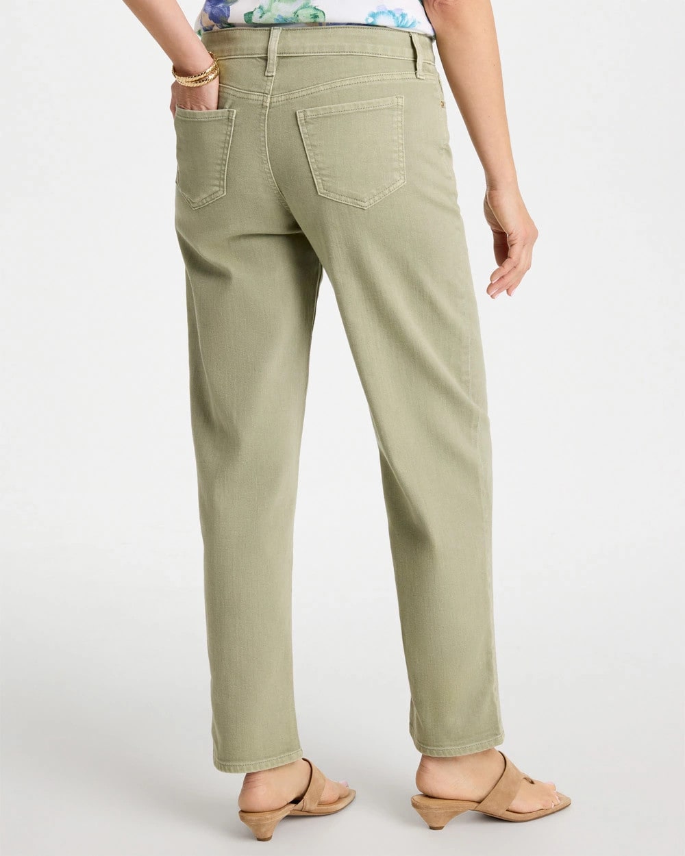Seagrass Green Boyfriend Relaxed Crop Jeans