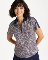 Passport Blue Zenergy® UPF Contrast Dot Half Zip Polo