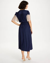 Passport Blue Sea Island Crinkled Midi Dress