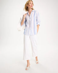 Amparo Blue No Iron™ Linen Striped Shirt