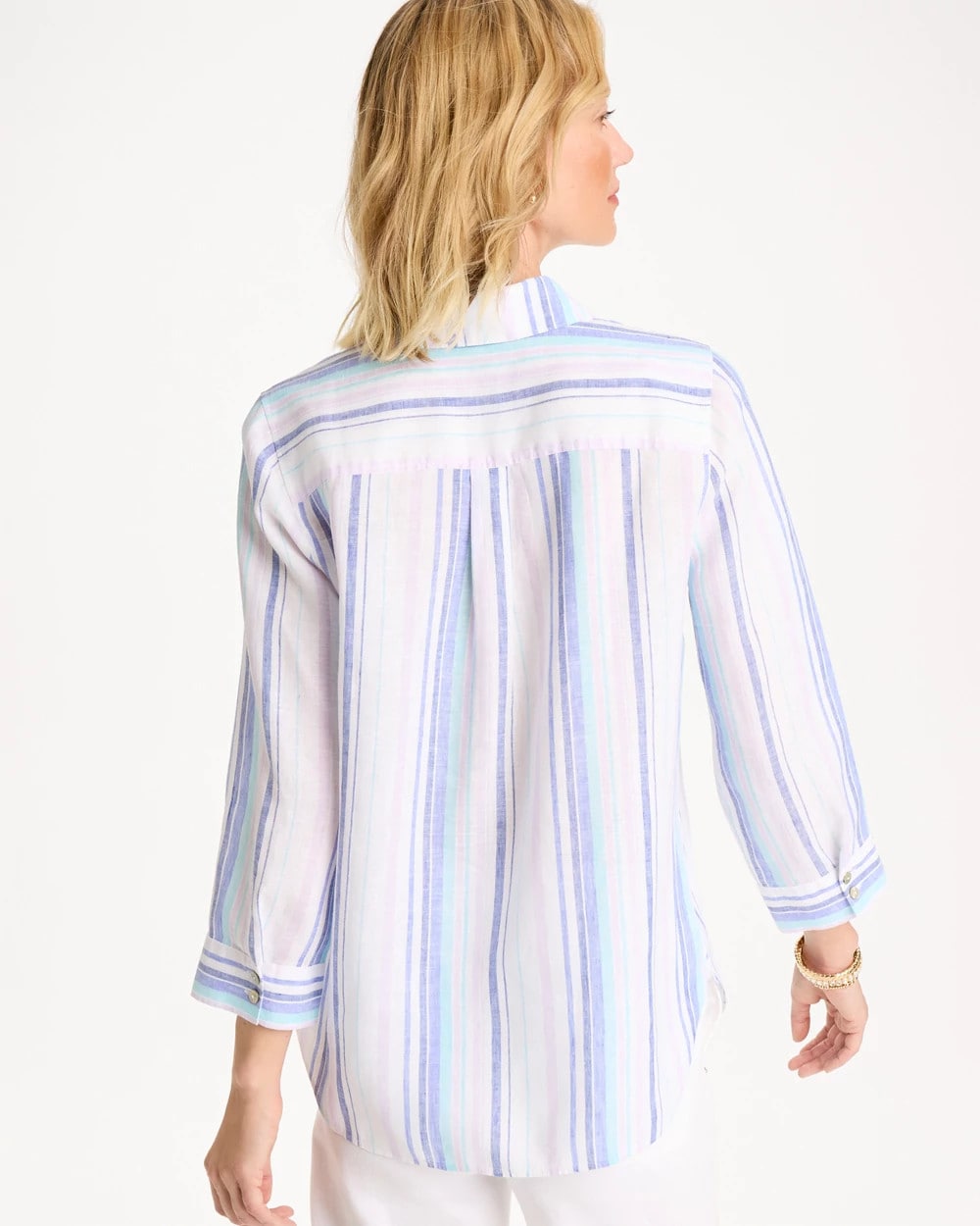 Amparo Blue No Iron™ Linen Striped Shirt