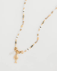 Neutral Coral Jade Stone Charm Necklace