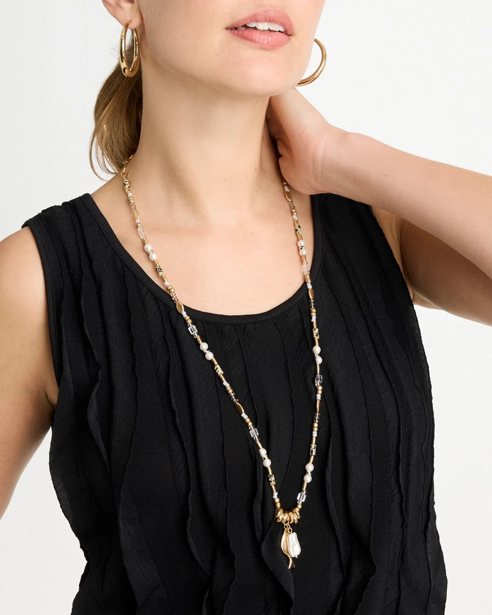 Neutral Coral Jade Stone Charm Necklace