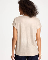 Smokey Taupe Foiled Linen Button Tunic