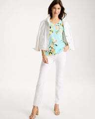 Bondi Blue Pima Printed Elbow-Sleeve Tee