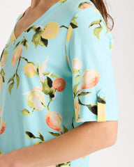 Bondi Blue Pima Printed Elbow-Sleeve Tee