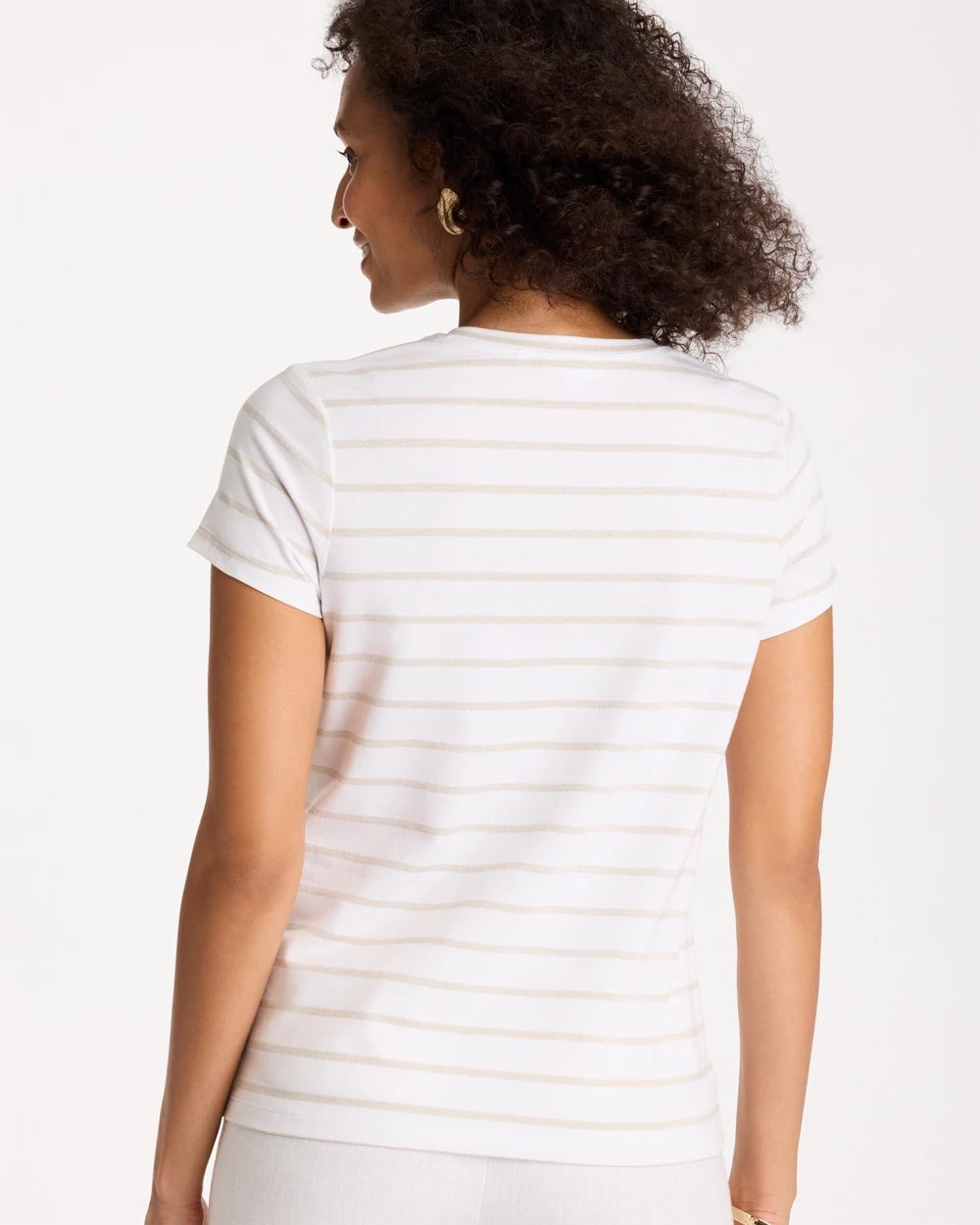 Alabaster Cotton Stretch Striped Cap Sleeve Tee