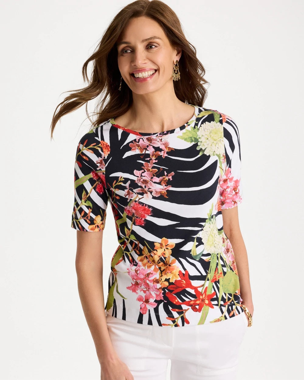 Black Pima Cotton Elbow-Sleeve Tee