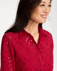 Cherry Lush Eyelet Collared Shirt