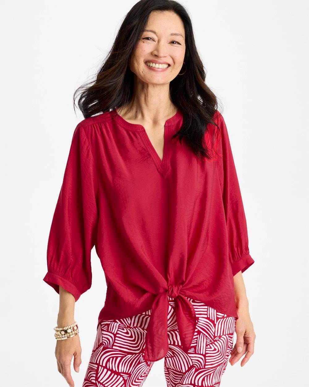 Cherry Lush Tie-Front Top