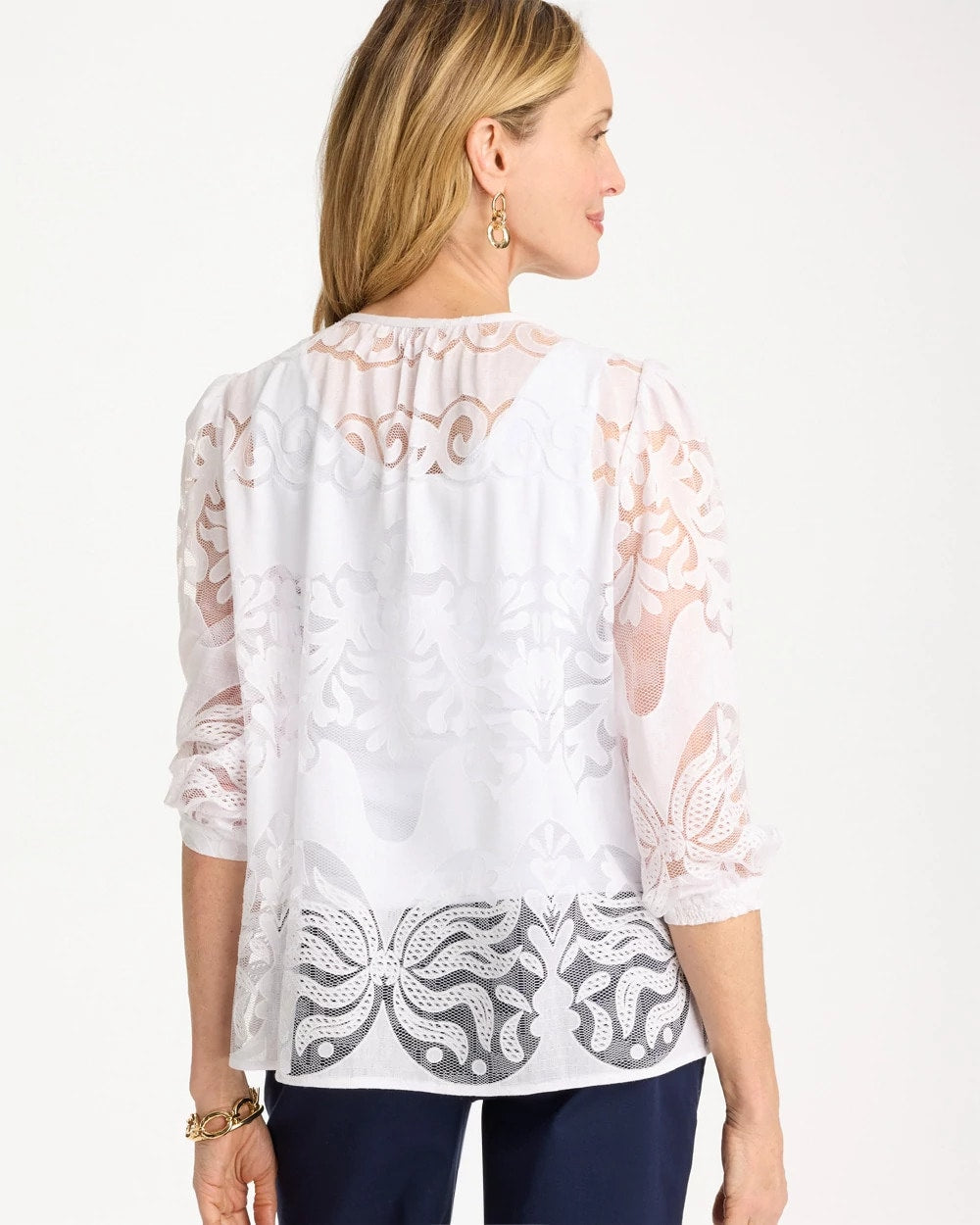 Alabaster Lace Burnout Blouse