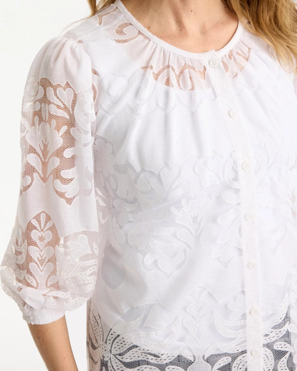 Alabaster Lace Burnout Blouse