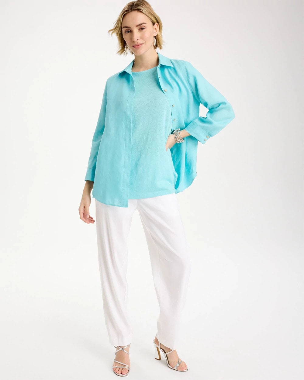 Bondi Blue Linen Dolman Tee