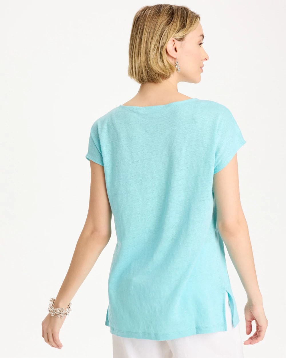 Bondi Blue Linen Dolman Tee