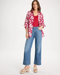 Cherry Lush No Iron™ Stretch Palm Print Shirt