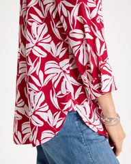 Cherry Lush No Iron™ Stretch Palm Print Shirt