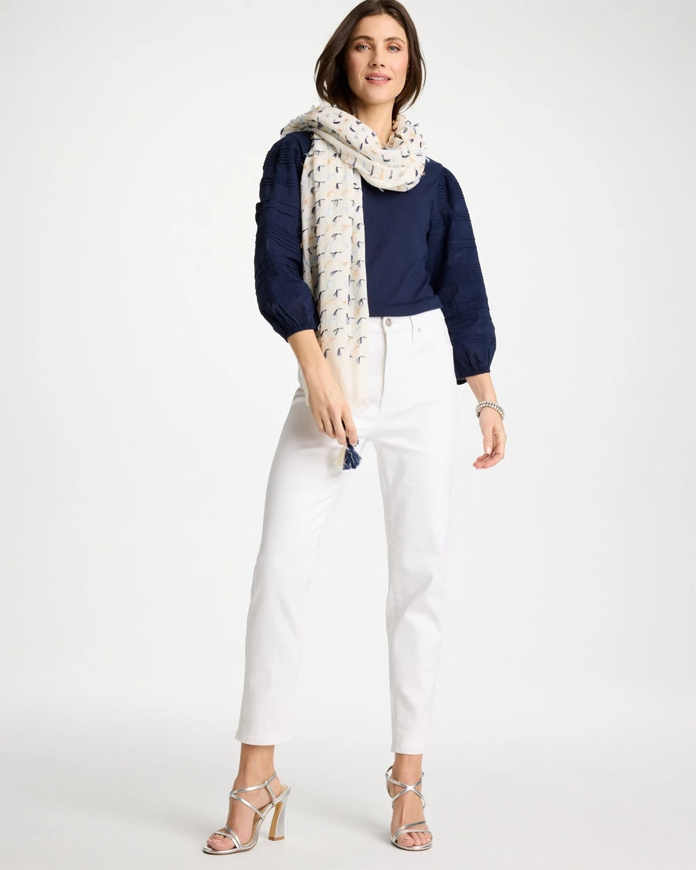 Passport Blue Pintuck Puff Sleeve Tee