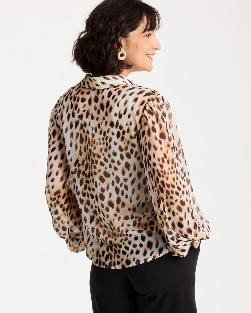 Black Georgette Animal Print Blouse
