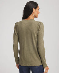 Nettle Leaf Slub Puff-Sleeve Tee