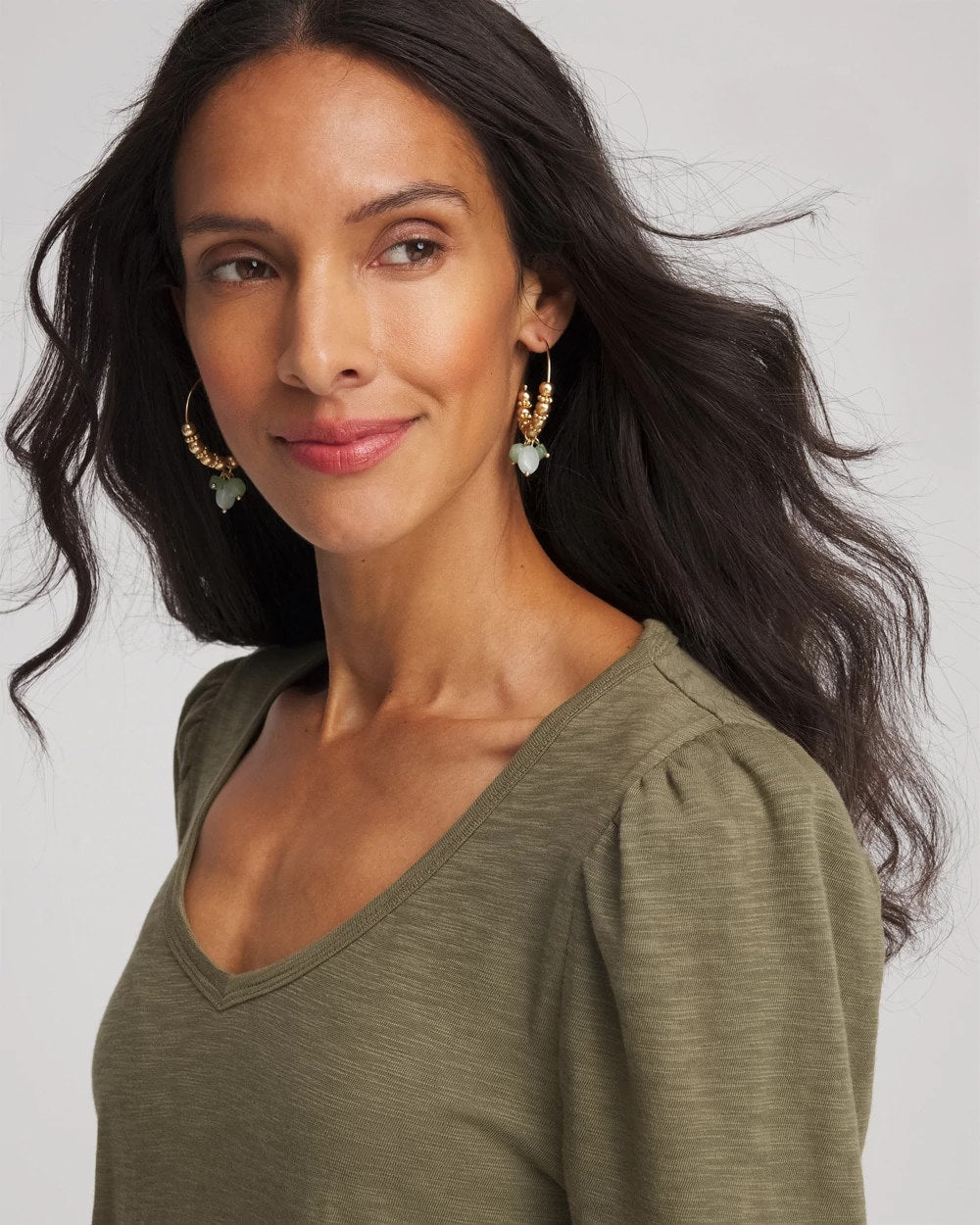 Nettle Leaf Slub Puff-Sleeve Tee