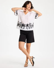 Alabaster Cotton Voile Applique Blouse