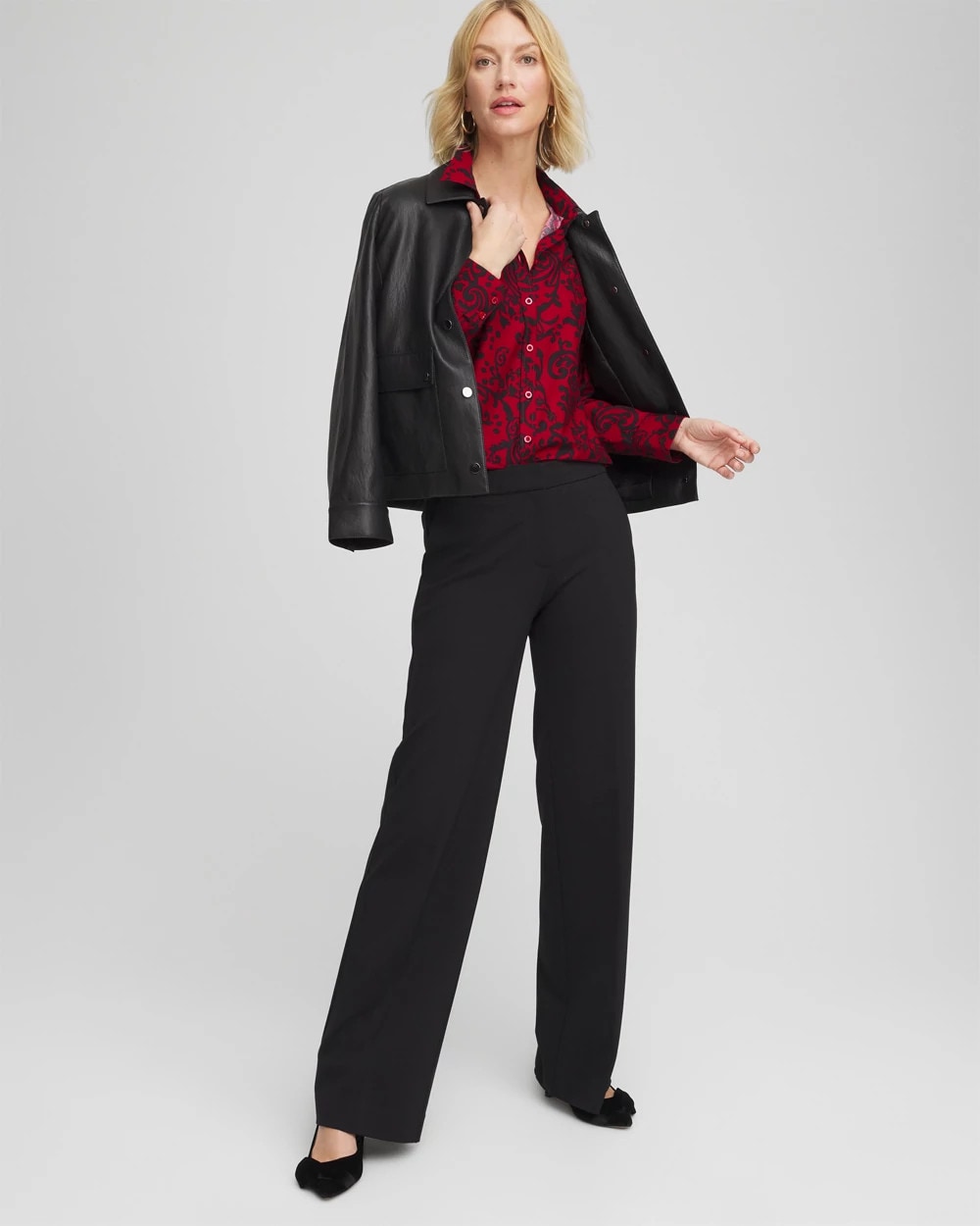 Carmine Red No Iron™ Vinstra Scrolls Shirt