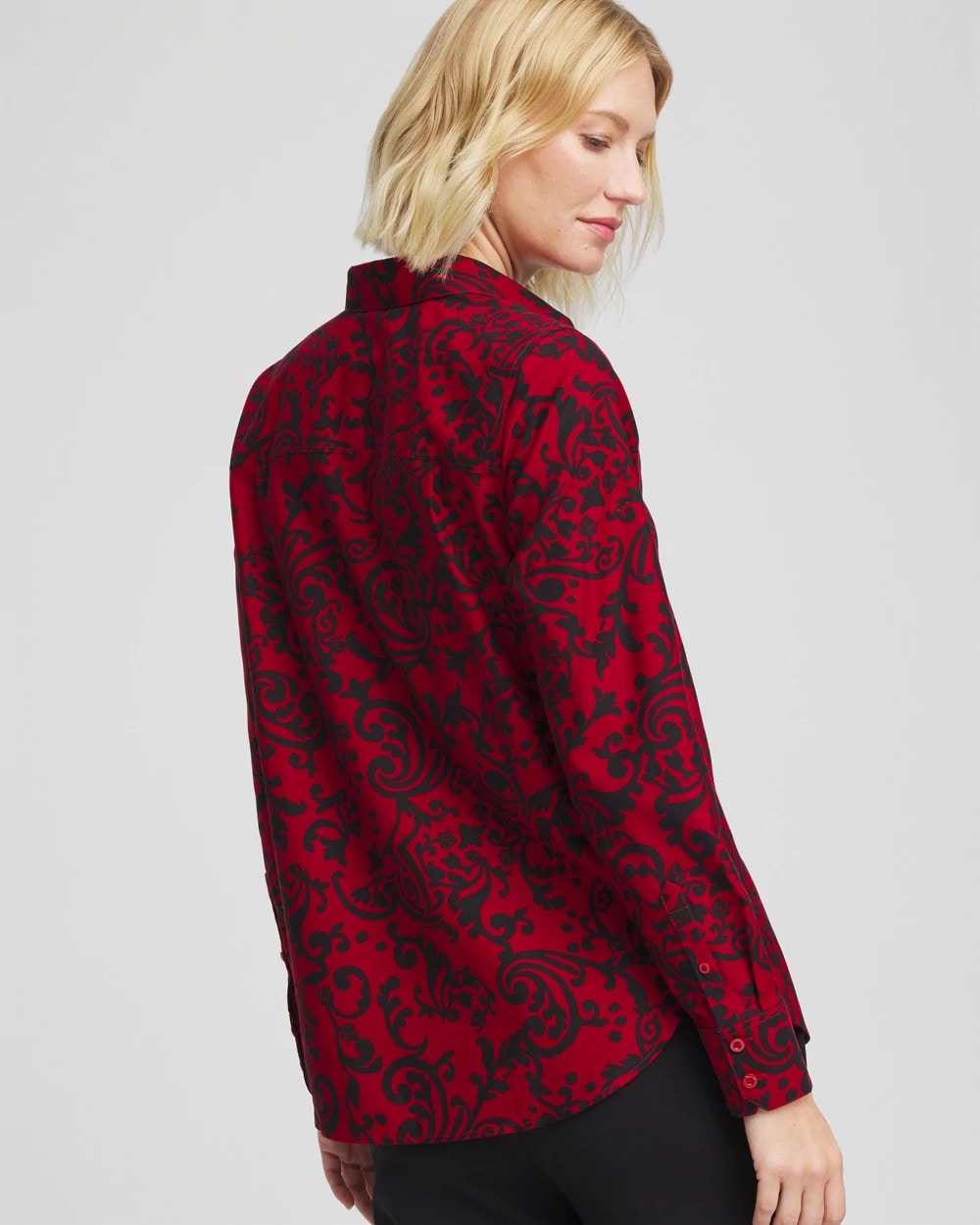 Carmine Red No Iron™ Vinstra Scrolls Shirt